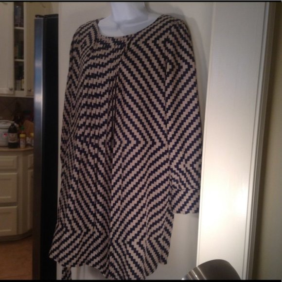 Reborn color block taupe navy pattern dress - Picture 5 of 7